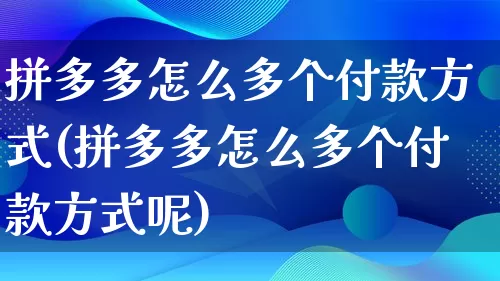 拼多多怎么多个付款方式(拼多多怎么多个付款方式呢)_https://www.qujiang-marathon.com_竞品分析_第1张