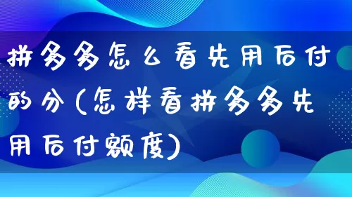 拼多多怎么看先用后付的分(怎样看拼多多先用后付额度)_https://www.qujiang-marathon.com_竞品分析_第1张