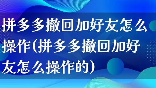 拼多多撤回加好友怎么操作(拼多多撤回加好友怎么操作的)_https://www.qujiang-marathon.com_竞品分析_第1张